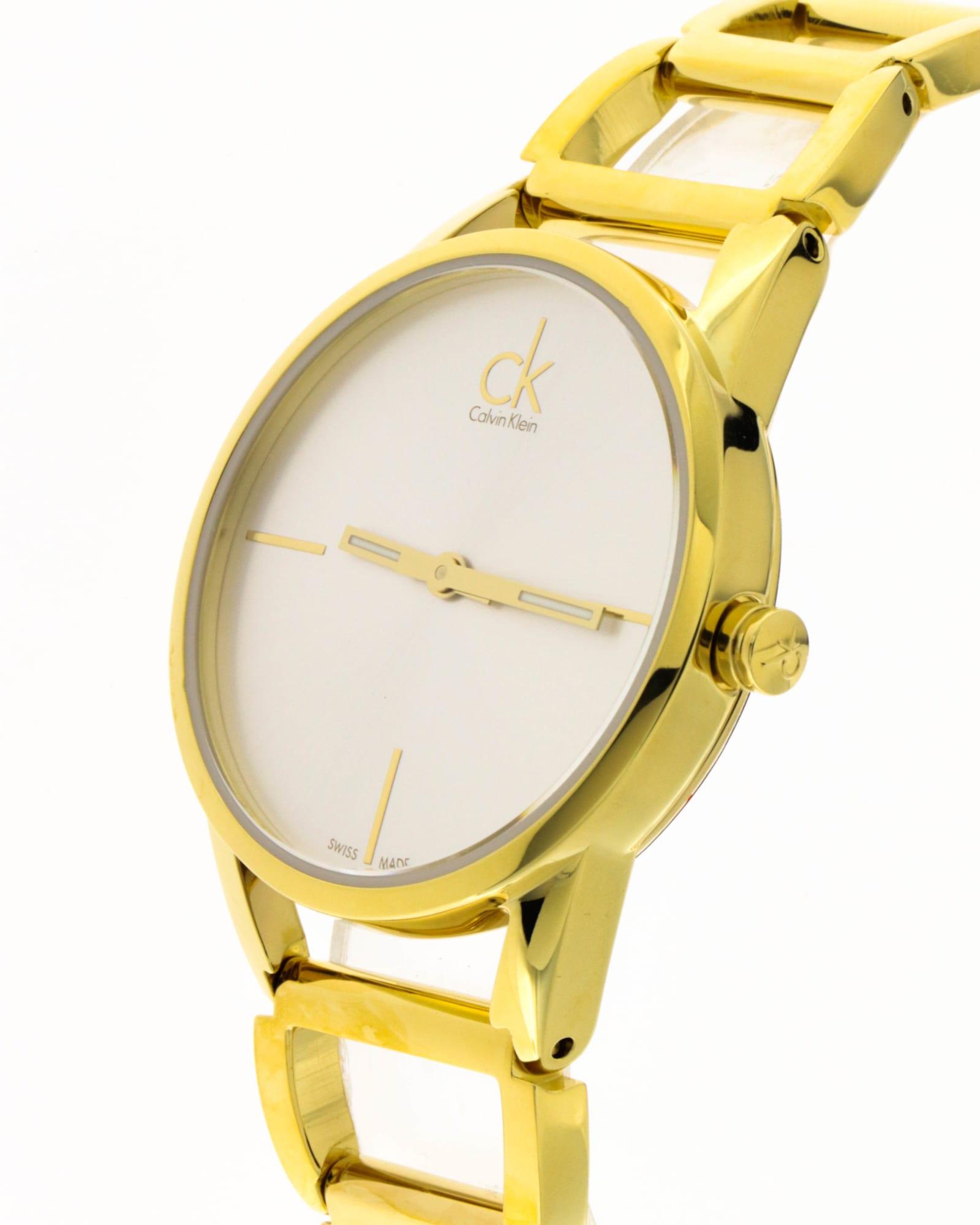  Shop Authentic Calvin Klein Stately Silver Dial Gold Steel Strap Watch for Women - K3G23526 - Luxxuri