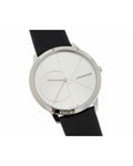  Shop Authentic Calvin Klein Minimal Silver Dial Black Leather Strap Watch for Men - K3M211CY - Luxxuri