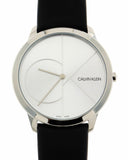  Shop Authentic Calvin Klein Minimal Silver Dial Black Leather Strap Watch for Men - K3M211CY - Luxxuri
