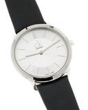  Shop Authentic Calvin Klein Minimal Silver Dial Black Leather Strap Watch for Women - K3M221C6 - Luxxuri
