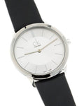  Shop Authentic Calvin Klein Minimalist White Dial Black Leather Strap Watch for Men - K3M211C6 - Luxxuri