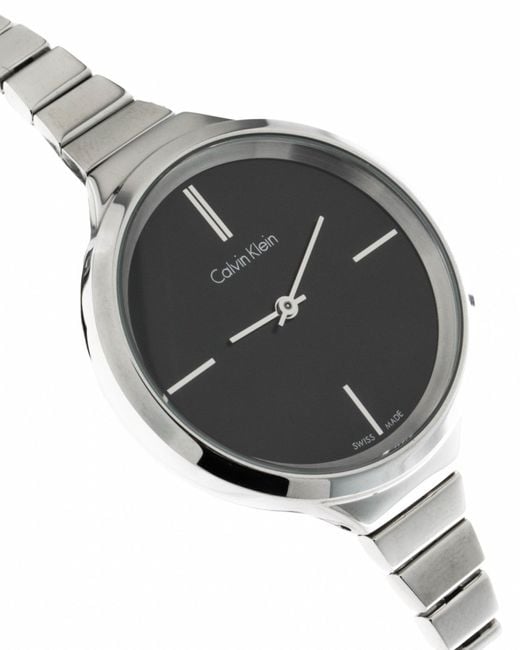  Shop Authentic Calvin Klein Lively Black Dial Silver Steel Strap Watch for Women - K4U23121 - Luxxuri