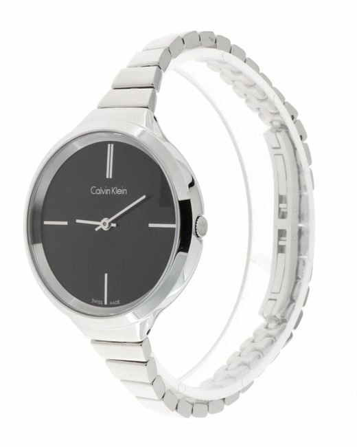 Calvin Klein Lively Black Dial Silver Steel Strap Watch for Women - K4U23121