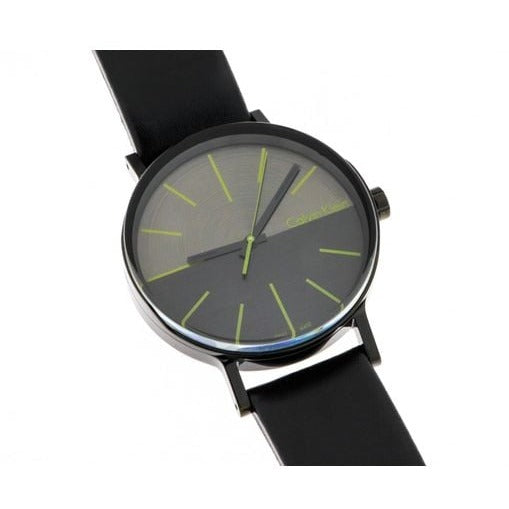  Shop Authentic Calvin Klein Boost Black Dial Black Leather Strap Watch for Men - K7Y214CL - Luxxuri
