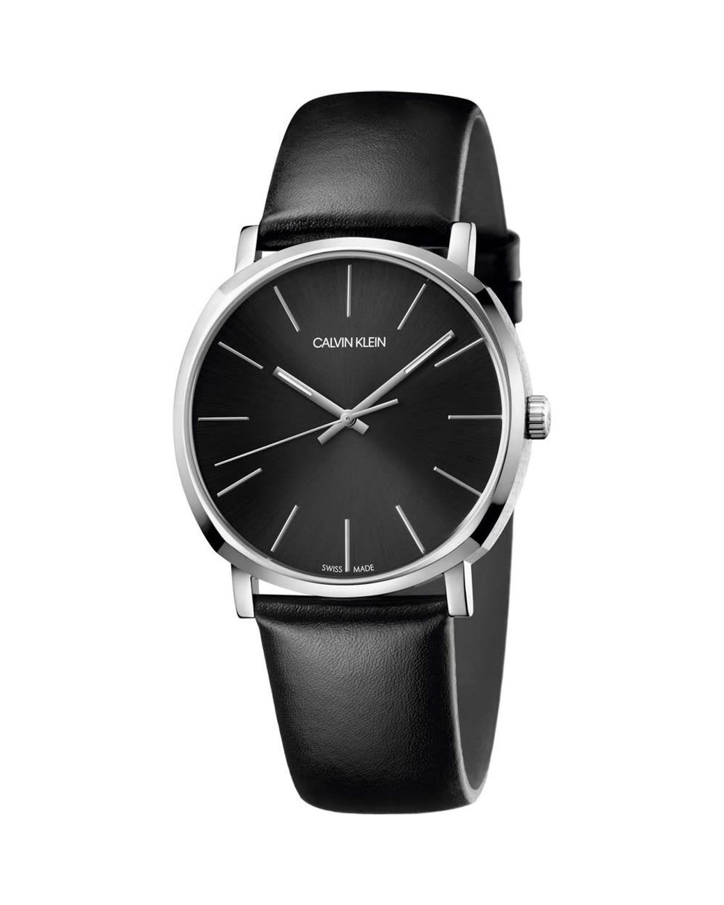  Shop Authentic Calvin Klein Posh Black Dial Black Leather Strap Watch for Men - K8Q311C1 - Luxxuri