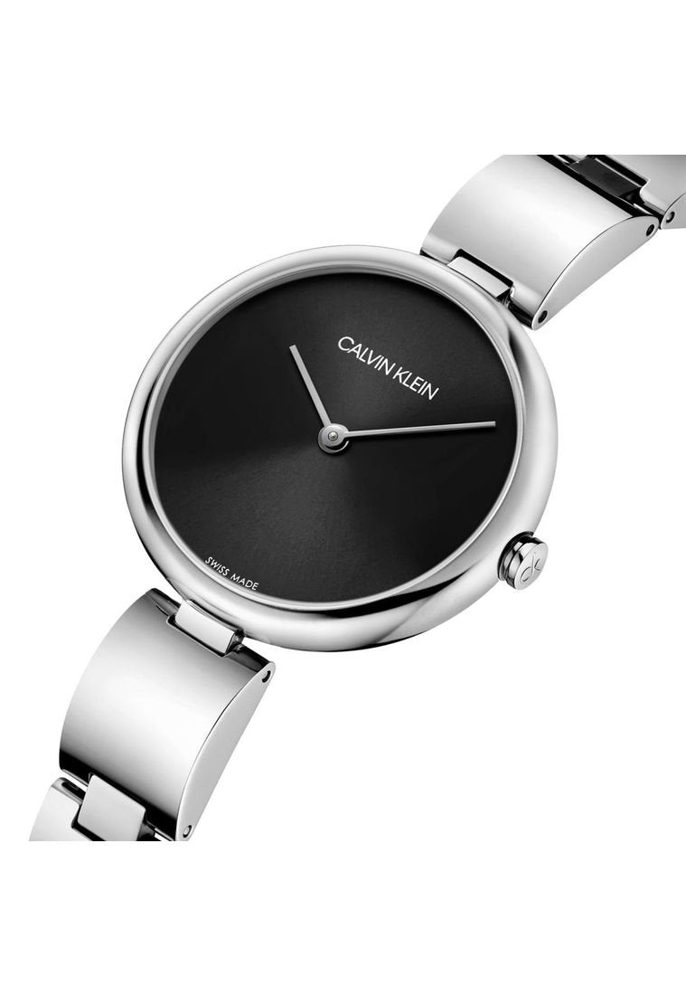 Shop Authentic Calvin Klein Wavy Black Dial Silver Steel Strap Watch for Women - K9U23141 - Luxxuri