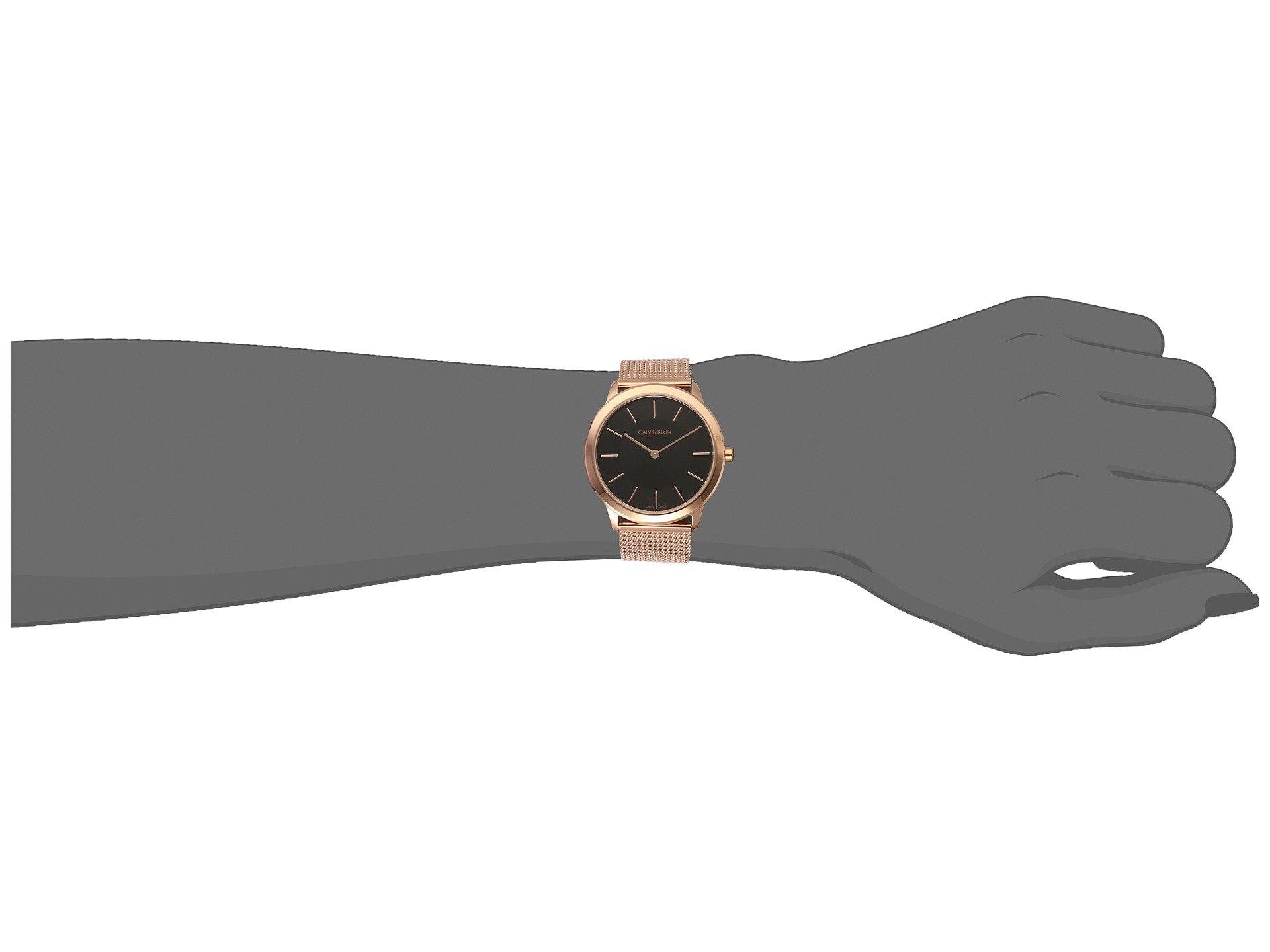  Shop Authentic Calvin Klein Minimal Black Dial Rose Gold Mesh Bracelet Watch for Women - K3M2262Y - Luxxuri
