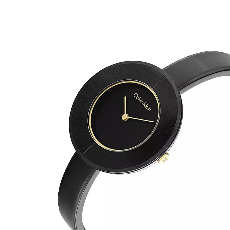  Shop Authentic Calvin Klein Chic Black Dial Black Leather Strap Watch for Women - K7N23CB1 - Luxxuri