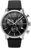  Shop Authentic Calvin Klein City Chronograph Black Dial Black Leather Strap Watch for Men - K2G271C3 - Luxxuri