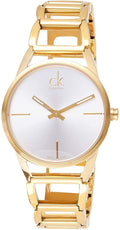  Shop Authentic Calvin Klein Stately Silver Dial Gold Steel Strap Watch for Women - K3G23526 - Luxxuri