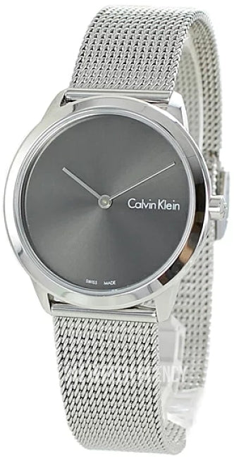  Shop Authentic Calvin Klein Minimal Grey Dial Silver Mesh Bracelet Watch for Women - K3M221Y3 - Luxxuri