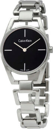  Shop Authentic Calvin Klein Dainty Black Dial Silver Steel Strap Watch for Women - K7L23141 - Luxxuri