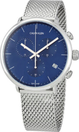  Shop Authentic Calvin Klein High Noon Chronograph Blue Dial Silver Mesh Bracelet Watch for Men - K8M2712N - Luxxuri
