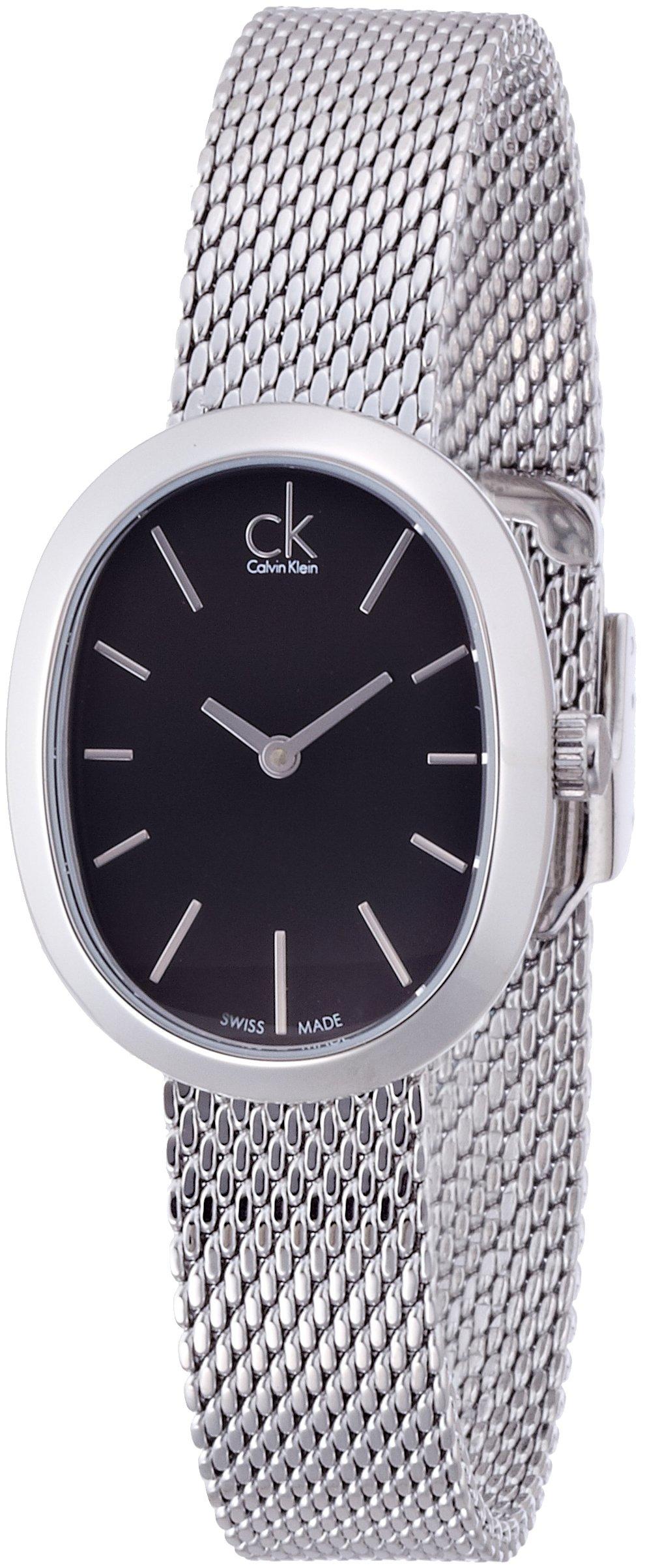  Shop Authentic Calvin Klein Incentive Black Dial Silver Mesh Bracelet Watch for Women - K3P23121 - Luxxuri