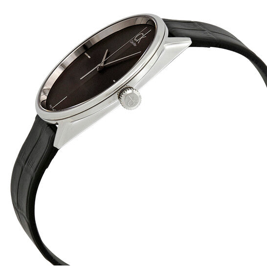  Shop Authentic Calvin Klein Accent Black Dial Black Leather Strap Watch for Men - K2Y2X1C3 - Luxxuri