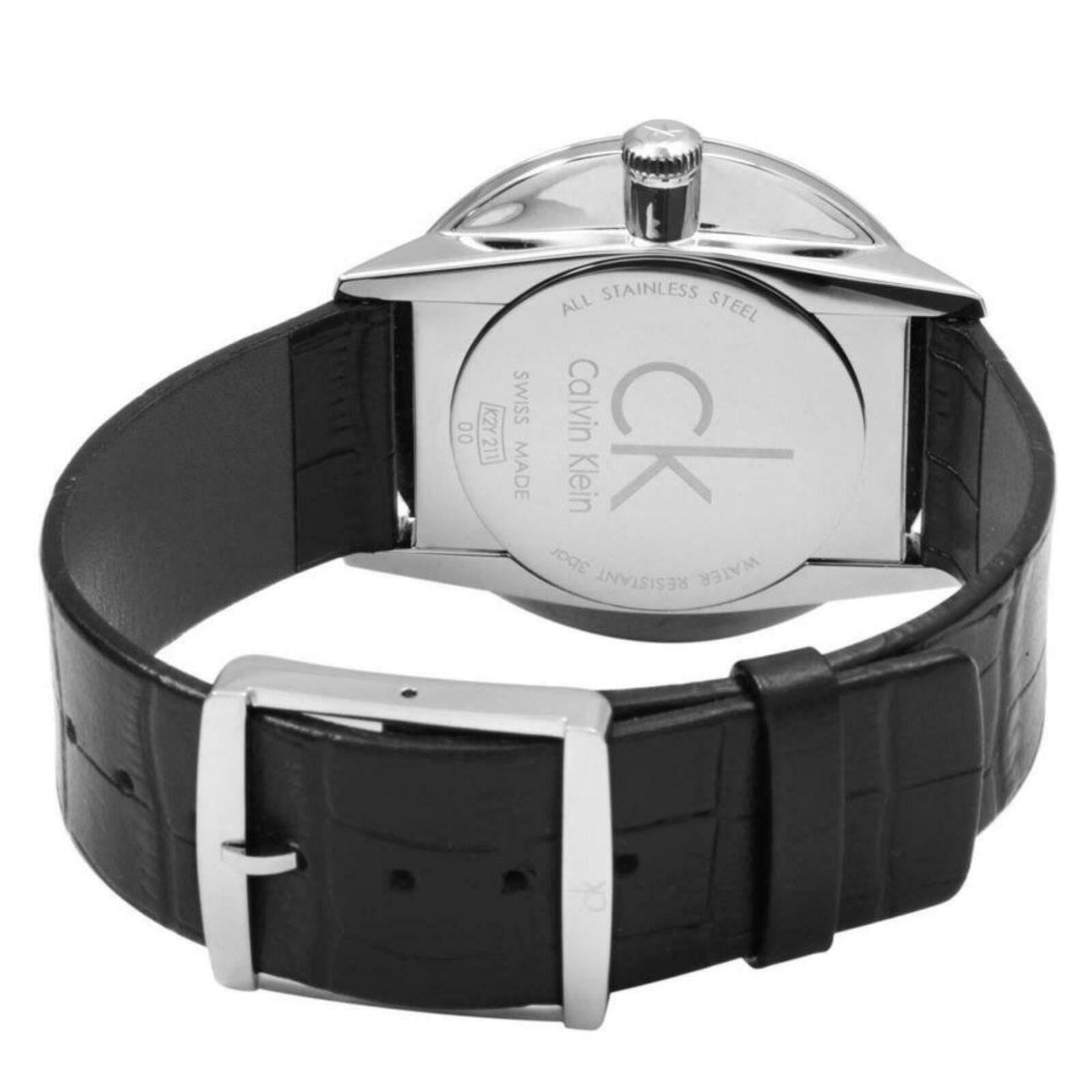  Shop Authentic Calvin Klein Accent Black Dial Black Leather Strap Watch for Men - K2Y211C3 - Luxxuri