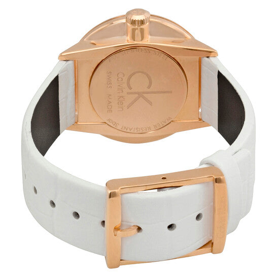  Shop Authentic Calvin Klein Accent White Dial White Leather Strap Watch for Women - K2Y2Y6K6 - Luxxuri