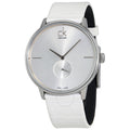  Shop Authentic Calvin Klein Accent Silver Dial White Leather Strap Watch for Women - K2Y211K6 - Luxxuri
