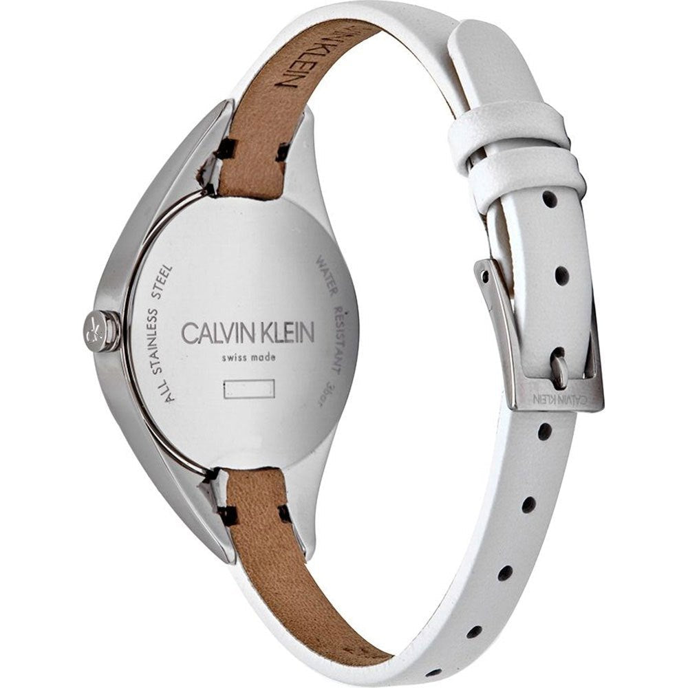  Shop Authentic Calvin Klein Rebel White Dial White Leather Strap Watch for Women - K8P231L6 - Luxxuri