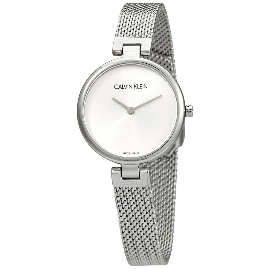  Shop Authentic Calvin Klein Authentic White Dial Silver Mesh Bracelet Watch for Women - K8G23126 - Luxxuri