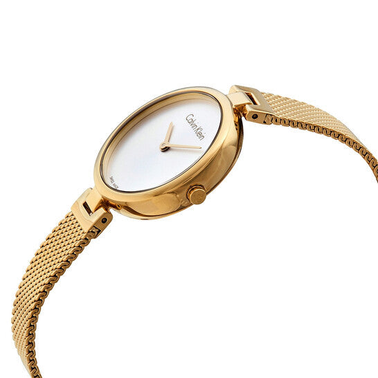  Shop Authentic Calvin Klein Authentic White Dial Rose Gold Mesh Bracelet Watch for Women - K8G23526 - Luxxuri
