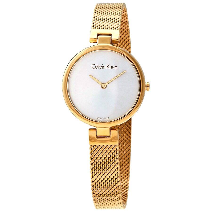  Shop Authentic Calvin Klein Authentic White Dial Rose Gold Mesh Bracelet Watch for Women - K8G23526 - Luxxuri