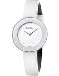  Shop Authentic Calvin Klein Chic White Dial White Leather Strap Watch for Women - K7N23TK2 - Luxxuri