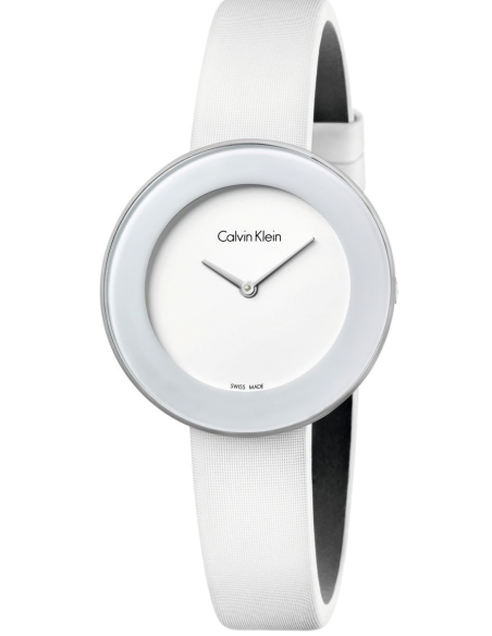  Shop Authentic Calvin Klein Chic White Dial White Leather Strap Watch for Women - K7N23TK2 - Luxxuri