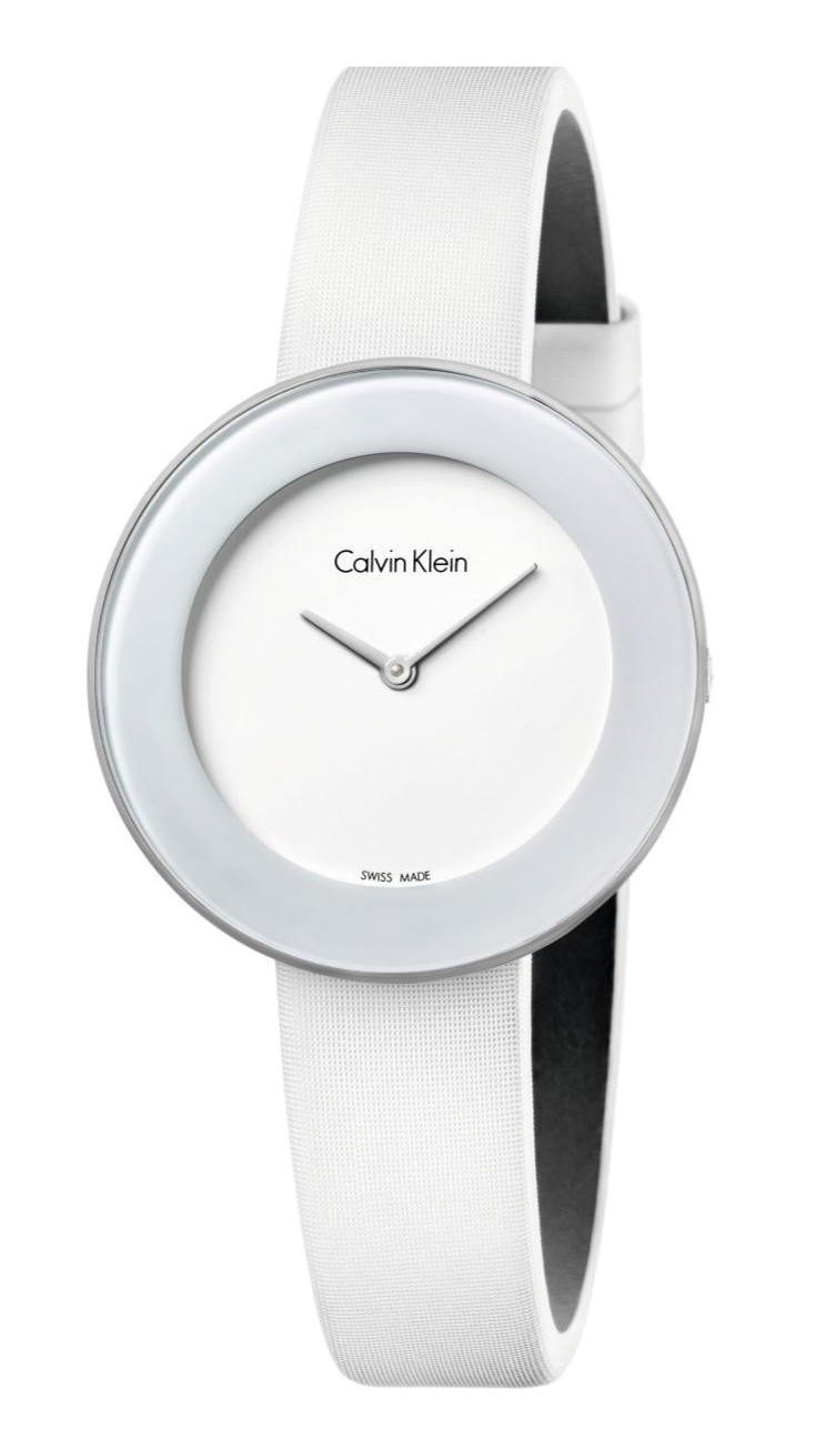  Shop Authentic Calvin Klein Chic White Dial White Leather Strap Watch for Women - K7N23TK2 - Luxxuri