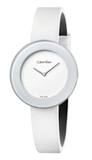  Shop Authentic Calvin Klein Chic White Dial White Leather Strap Watch for Women - K7N23TK2 - Luxxuri