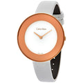  Shop Authentic Calvin Klein Chic White Dial White Leather Strap Watch for Women - K7N236K2 - Luxxuri