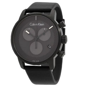  Shop Authentic Calvin Klein City Chronograph Grey Dial Black Leather Strap Watch for Men - K2G177C3 - Luxxuri