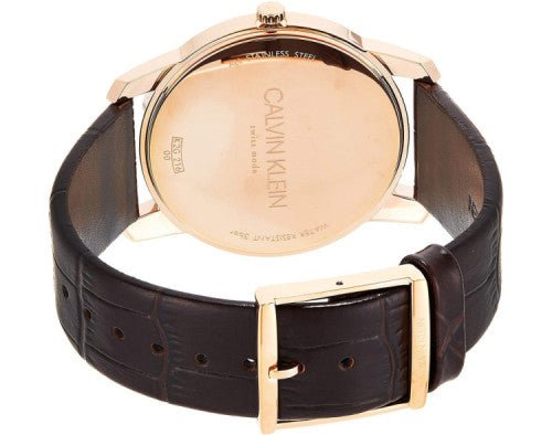  Shop Authentic Calvin Klein City Silver Dial Brown Leather Strap Watch For Men - K2G21629 - Luxxuri