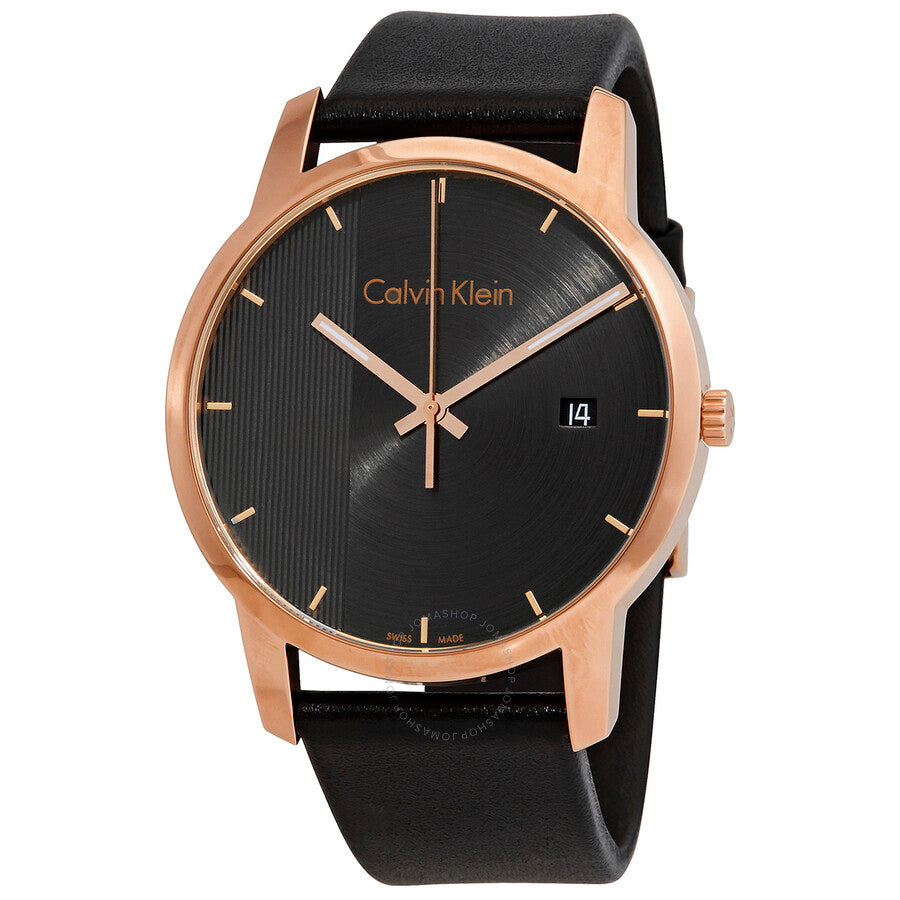  Shop Authentic Calvin Klein City Quartz Grey Dial Black Leather Strap Watch for Men - K2G2G6C3 - Luxxuri