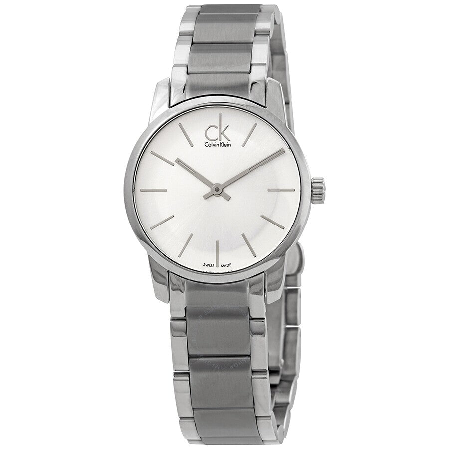  Shop Authentic Calvin Klein City Silver Dial Silver Steel Strap Watch for Women - K2G23126 - Luxxuri