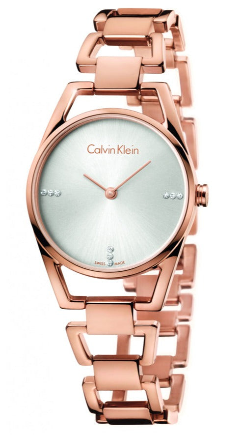  Shop Authentic Calvin Klein Dainty Diamonds Silver Dial Rose Gold Steel Strap Watch for Women - K7L2364T - Luxxuri