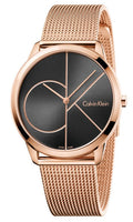  Shop Authentic Calvin Klein Minimal Black Dial Rose Gold Mesh Bracelet Watch for Men - K3M21621 - Luxxuri