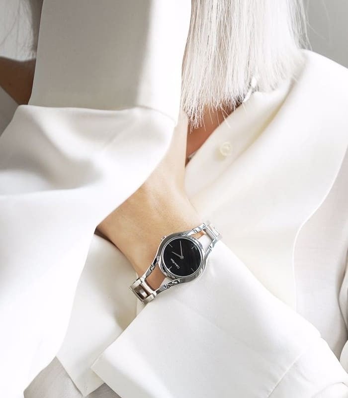  Shop Authentic Calvin Klein Class Black Dial Silver Steel Strap Watch for Women - K6R23121 - Luxxuri