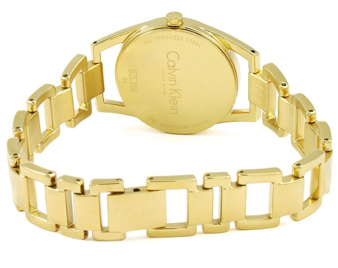  Shop Authentic Calvin Klein Stately Silver Dial Gold Steel Strap Watch for Women - K3G23526 - Luxxuri