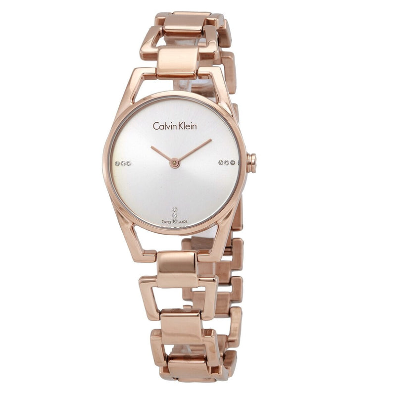  Shop Authentic Calvin Klein Dainty Diamonds Silver Dial Rose Gold Steel Strap Watch for Women - K7L2364T - Luxxuri