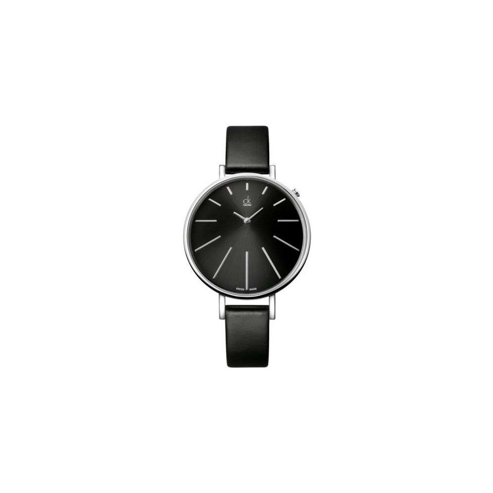  Shop Authentic Calvin Klein Equal Black Dial Black Leather Strap Watch for Women - K3E231C1 - Luxxuri