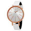  Shop Authentic Calvin Klein Equal Silver Dial White Leather Strap Watch for Women - K3E236L6 - Luxxuri