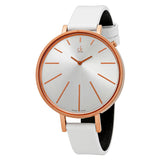  Shop Authentic Calvin Klein Equal Silver Dial White Leather Strap Watch for Women - K3E236L6 - Luxxuri