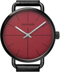  Shop Authentic Calvin Klein Even Maroon Dial Black Leather Strap Watch for Men - K7B214CP - Luxxuri