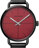  Shop Authentic Calvin Klein Even Maroon Dial Black Leather Strap Watch for Men - K7B214CP - Luxxuri