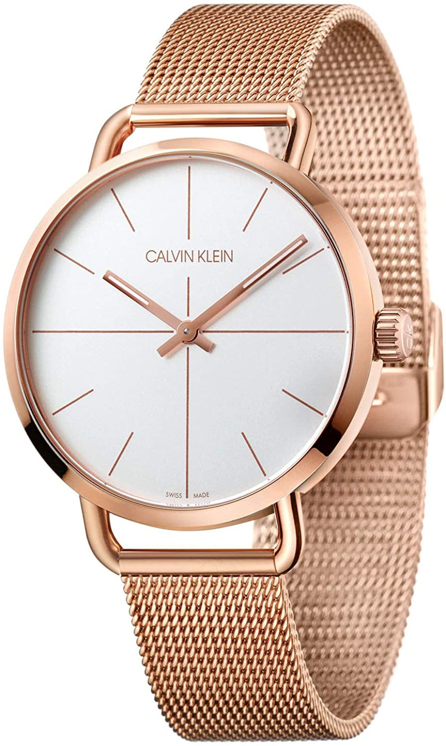  Shop Authentic Calvin Klein Even White Dial Rose Gold Mesh Bracelet Watch for Women - K7B21626 - Luxxuri
