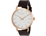  Shop Authentic Calvin Klein Even Silver Dial Brown Leather Strap Watch for Men - K7B216G6 - Luxxuri