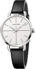  Shop Authentic Calvin Klein Evan White Dial Black Leather Strap Watch for Women - K7B231CY - Luxxuri