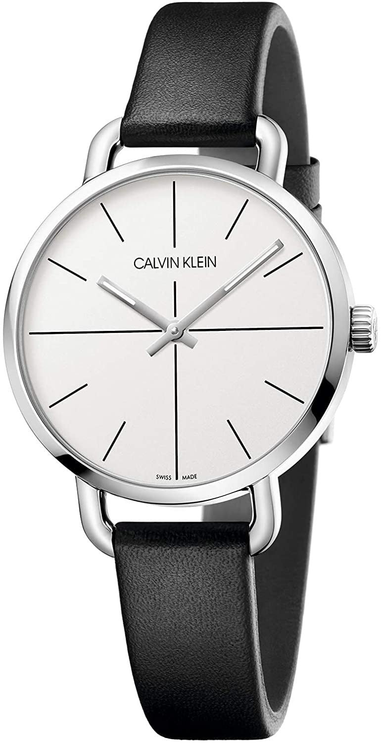  Shop Authentic Calvin Klein Evan White Dial Black Leather Strap Watch for Women - K7B231CY - Luxxuri