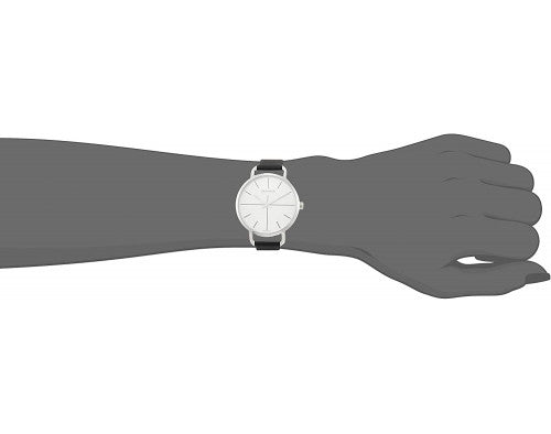  Shop Authentic Calvin Klein Evan White Dial Black Leather Strap Watch for Women - K7B231CY - Luxxuri